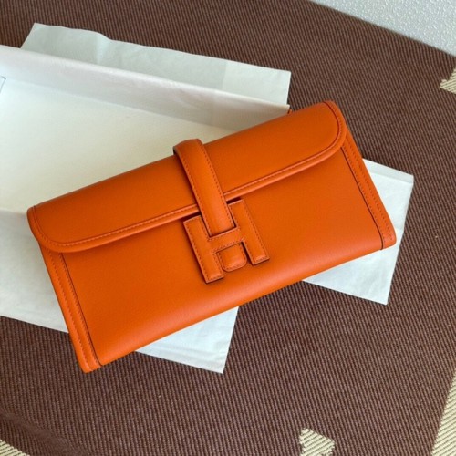 Hermes Original jige swift Cuero Embrague 37088 Naranja