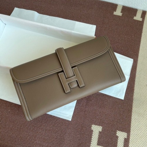 Hermes Original jige swift Leather Clutch 37088 gris oscuro
