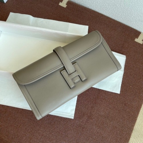 Hermes Original jige swift Leather Clutch 37088 gris