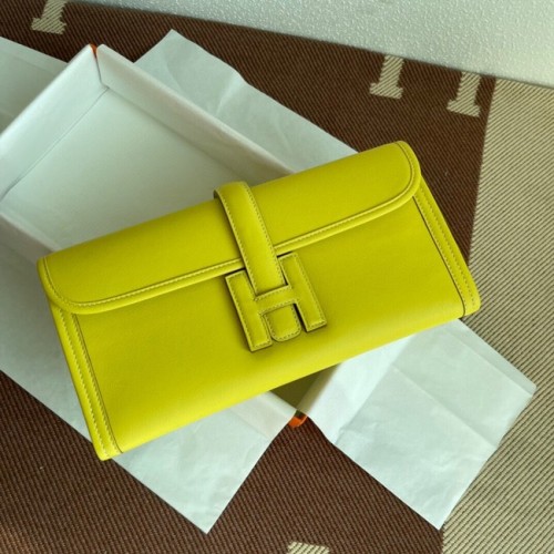 Hermes Original jige swift cuero embrague 37088 limón