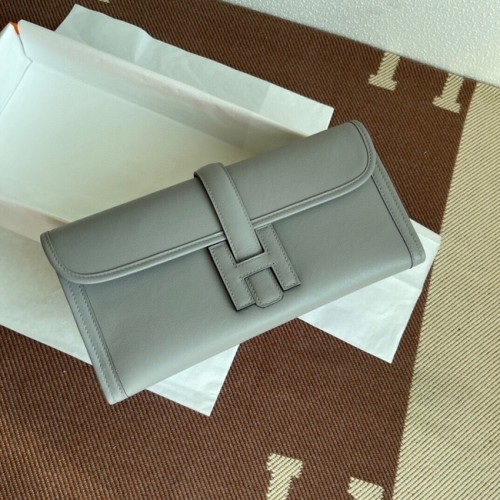 Hermes Original jige swift Leather Clutch 37088 gris claro