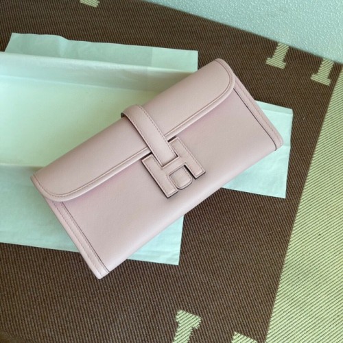 Hermes Original jige swift Leather Clutch 37088 rosa claro