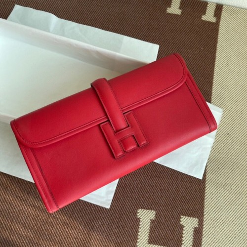 Hermes Original jige swift cuero embrague 37088 rojo