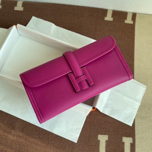 Hermes Original jige swift cuero embrague 37088 rosa