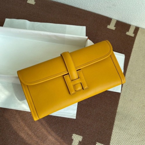 Hermes Original jige swift cuero embrague 37088 amarillo