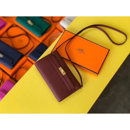Hermes Original kelly espom cuero para ir woc Bolsa H4087 Borgoña