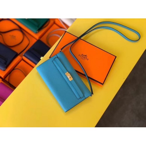 Hermes Original kelly espom cuero para ir woc Bolsa H4087 azul