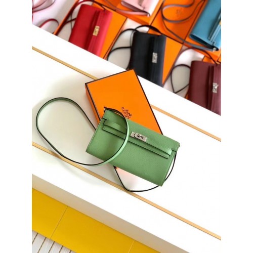 Hermes Original kelly espom cuero para ir woc Bolsa H4087 verde
