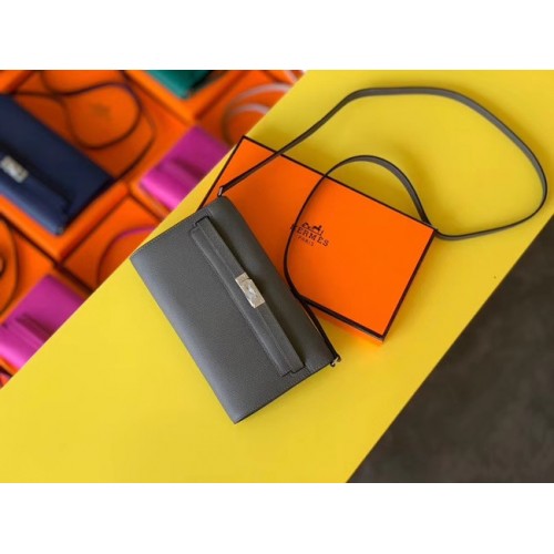 Hermes Original kelly espom cuero para ir woc Bolsa H4087 gris