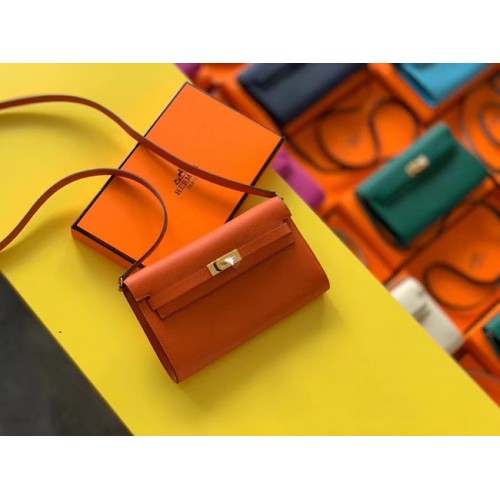 Hermes Original kelly espom cuero para ir woc Bolsa H4087 naranja