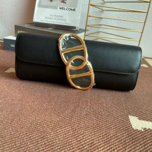 Hermes Embrague de cuero Swift Original 36999 Negro