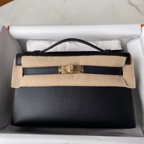 Hermes Original swift cuero KEL2278 negro y dorado-metal