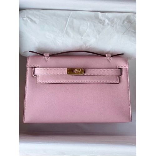 Hermes Original swift cuero KEL2278 rosa y oro-tono de metal