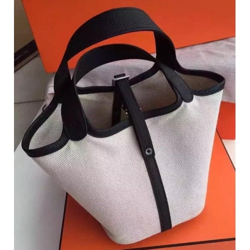 Hermes Picotin Lock 18cm Bolso Lienzo HPL8618T Negro
