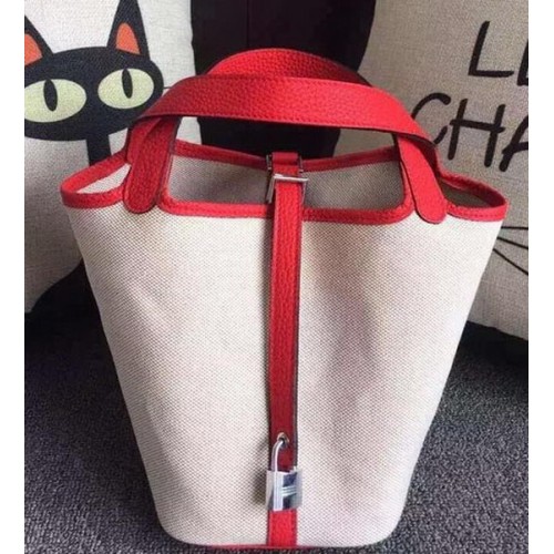 Hermes Picotin Lock 18cm Bolso Lienzo HPL8618T Rojo