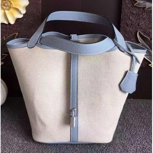 Hermes Picotin Lock 18cm Bolso Canvas HPL8618T SkyBlue