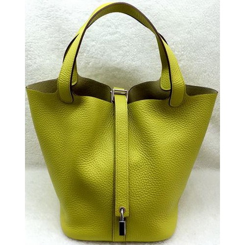 Hermes Picotin Lock 22cm Bolsos Litchi Leather HPL1048 Limón