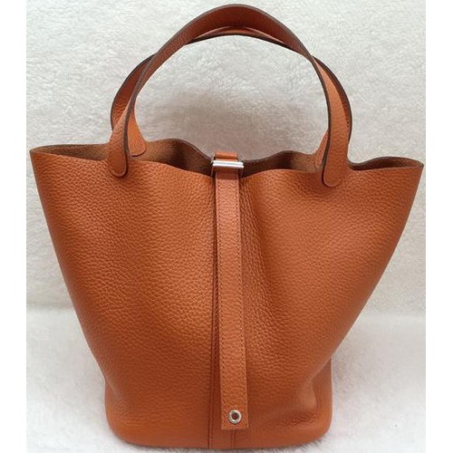 Hermes Picotin Lock 22cm Bolsos Litchi Leather HPL1048 Naranja
