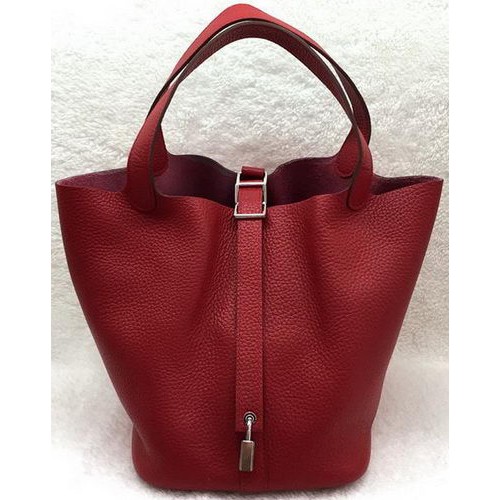 Hermes Picotin Lock 22cm Bolsos Litchi Leather HPL1048 Rojo
