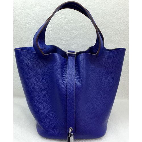 Hermes Picotin Lock 22cm Bolsos Litchi Leather HPL1048 Royal