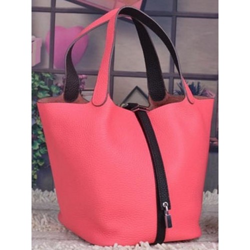 Hermes Picotin Lock 22cm Bolsos Litchi Leather HPL8618 Rosa oscuro