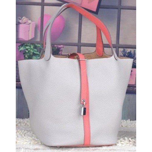 Hermes Picotin Lock 22cm Bolsos Litchi Leather HPL8618 White&Pink