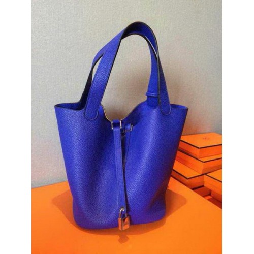 Hermes Picotin Lock 22cm Bolsos Litchi Leather HPT22 Azul