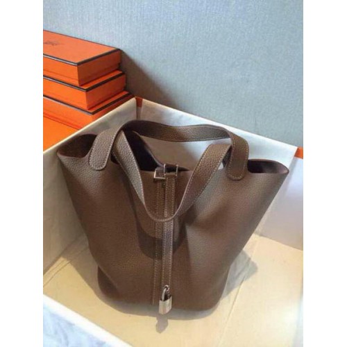 Hermes Picotin Lock 22cm Bolsos Litchi Leather HPT22 Gris