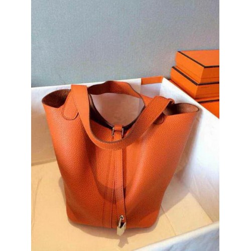 Hermes Picotin Lock 22cm Bolsos Litchi Leather HPT22 Naranja