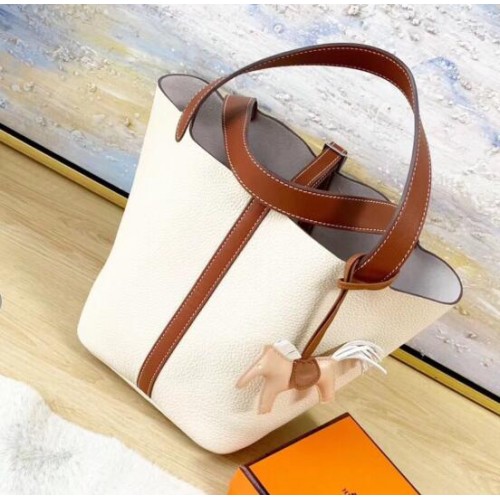 Hermes Picotin Lock 22cm Bolsos Litchi Leather HPT88 Blanco