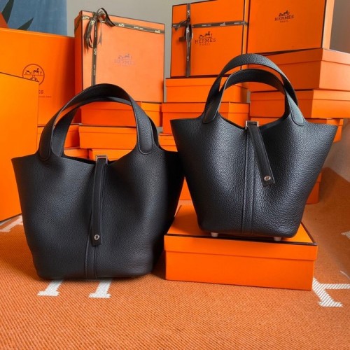 Hermes Picotin Lock Bolsas Original togo Cuero PL3388 negro