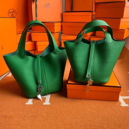 Hermes Picotin Lock Bolsas Original togo Cuero PL3388 verde