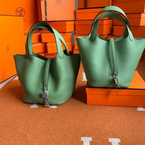 Hermes Picotin Lock Bolsas Original togo Cuero PL3388 verde claro