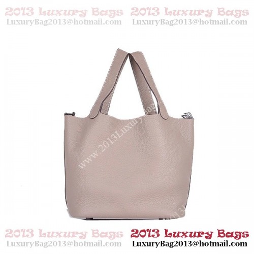 Bolso Hermes Picotin Lock MM en cuero Clemence 8616 Gris