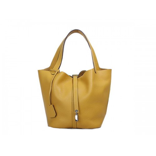 Bolso Hermes Picotin Lock MM en cuero original amarillo