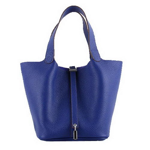 Hermes Picotin Lock MM Bolsas Clemence Leather H8616 Azul