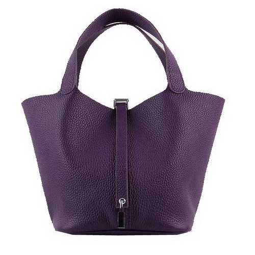 Hermes Picotin Lock MM Bolsas Clemence Leather H8616 Púrpura