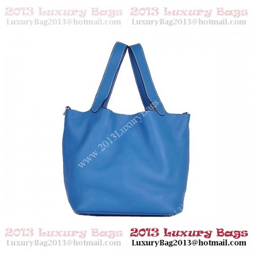 Bolso Hermes Picotin Lock PM en cuero Clemence 8615 Azul
