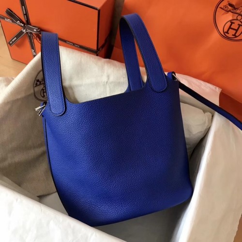 Hermes Picotin Lock PM Bolsos Cuero original H8688 azul eléctrico