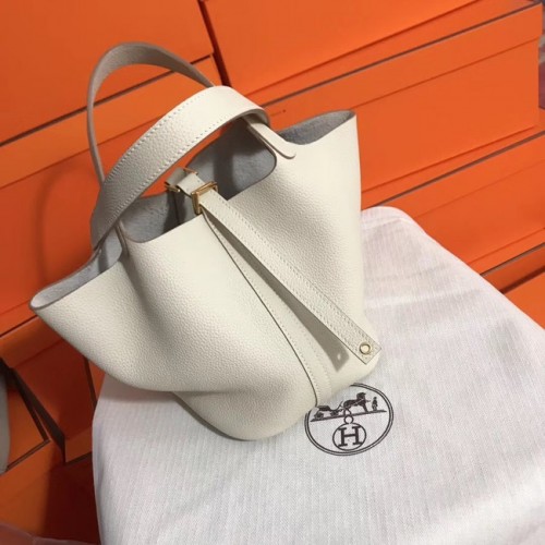 Hermes Picotin Lock PM Bolsos de cuero original H8688 blanco