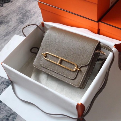 Hermes Roulis 19cm Evercolor 9D H9003 gris oscuro&Oro