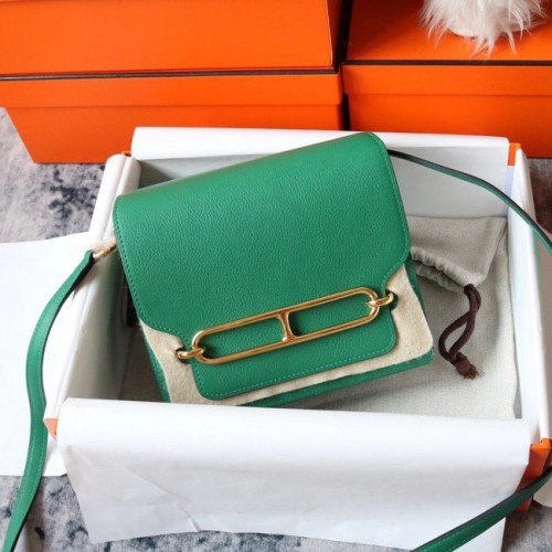 Hermes Roulis 19cm Evercolor 9D H9003 verde y dorado