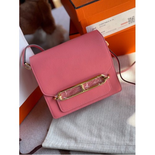 Hermes Roulis 19cm Evercolor 9D H9003 rosa y dorado