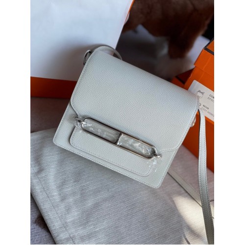 Hermes Roulis 19cm Evercolor 9D H9003 blanco y plata