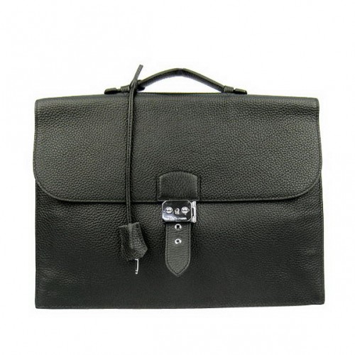 Hermes Sac Depeche 38cm Maletín Clemence Negro