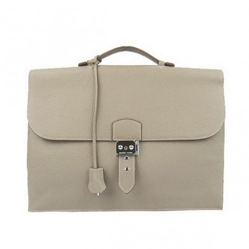 Hermes Sac Depeche 38cm Maletín Clemence Grey