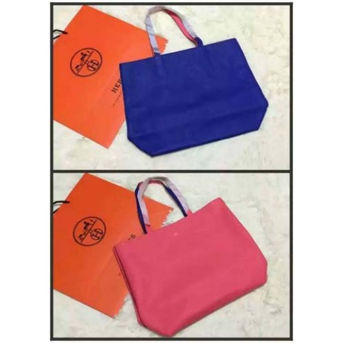 Hermes Shopper bolso de doble cara cuero original HS1209 azul y rosa