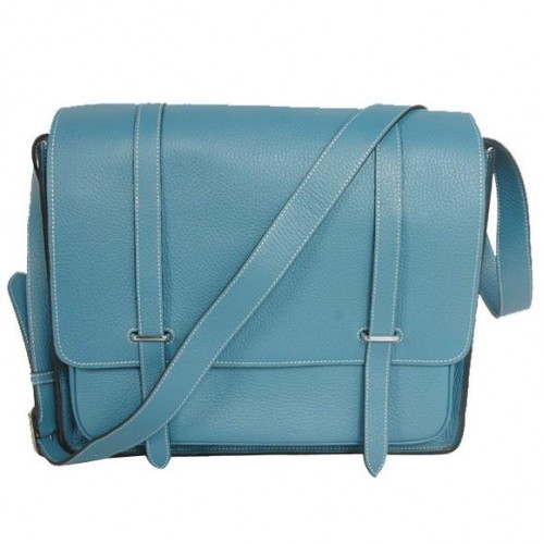 Hermes Steve 35CM Messenger Bag Clemencia Cuero Azul