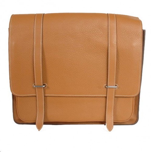 Hermes Steve 35CM Messenger Bag Clemence Cuero Camello