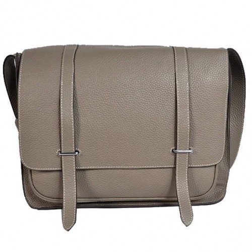 Hermes Steve 35CM Messenger Bag Clemencia Cuero Gris